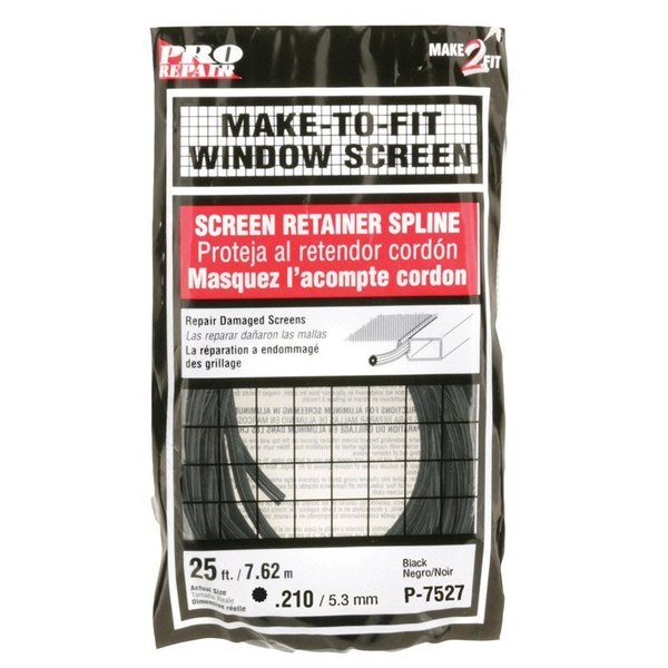 Prime-Line Spline Blk 25'L .210 P7527